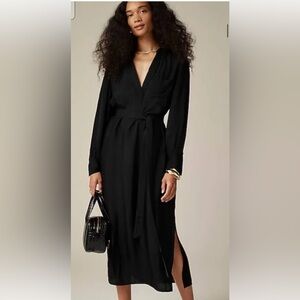 J.Crew $178 Bungalow dress in drapey viscose twill Black Size Large